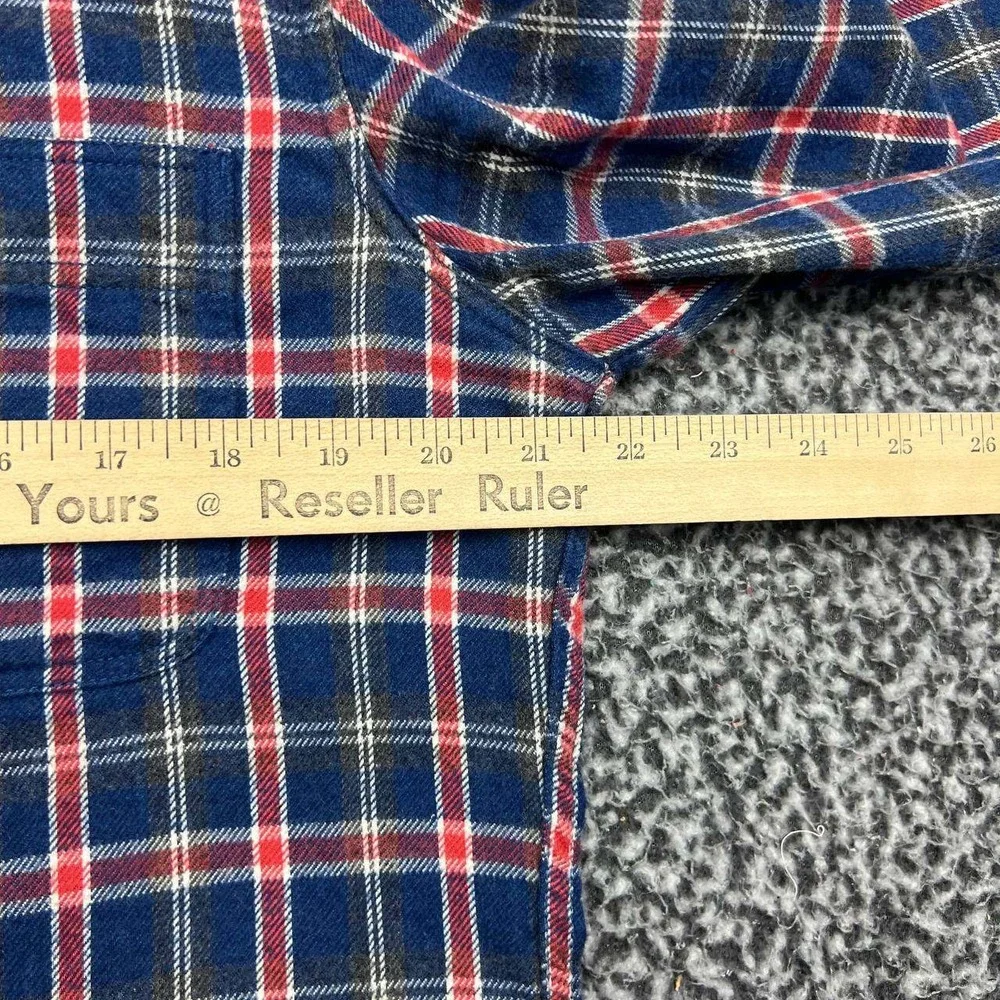 J. Crew Button Up Shirt Men Medium Blue Red Plaid Cotton Flannel M